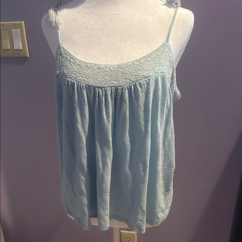 Lucky Brand Blue Smocked Camisole Top
